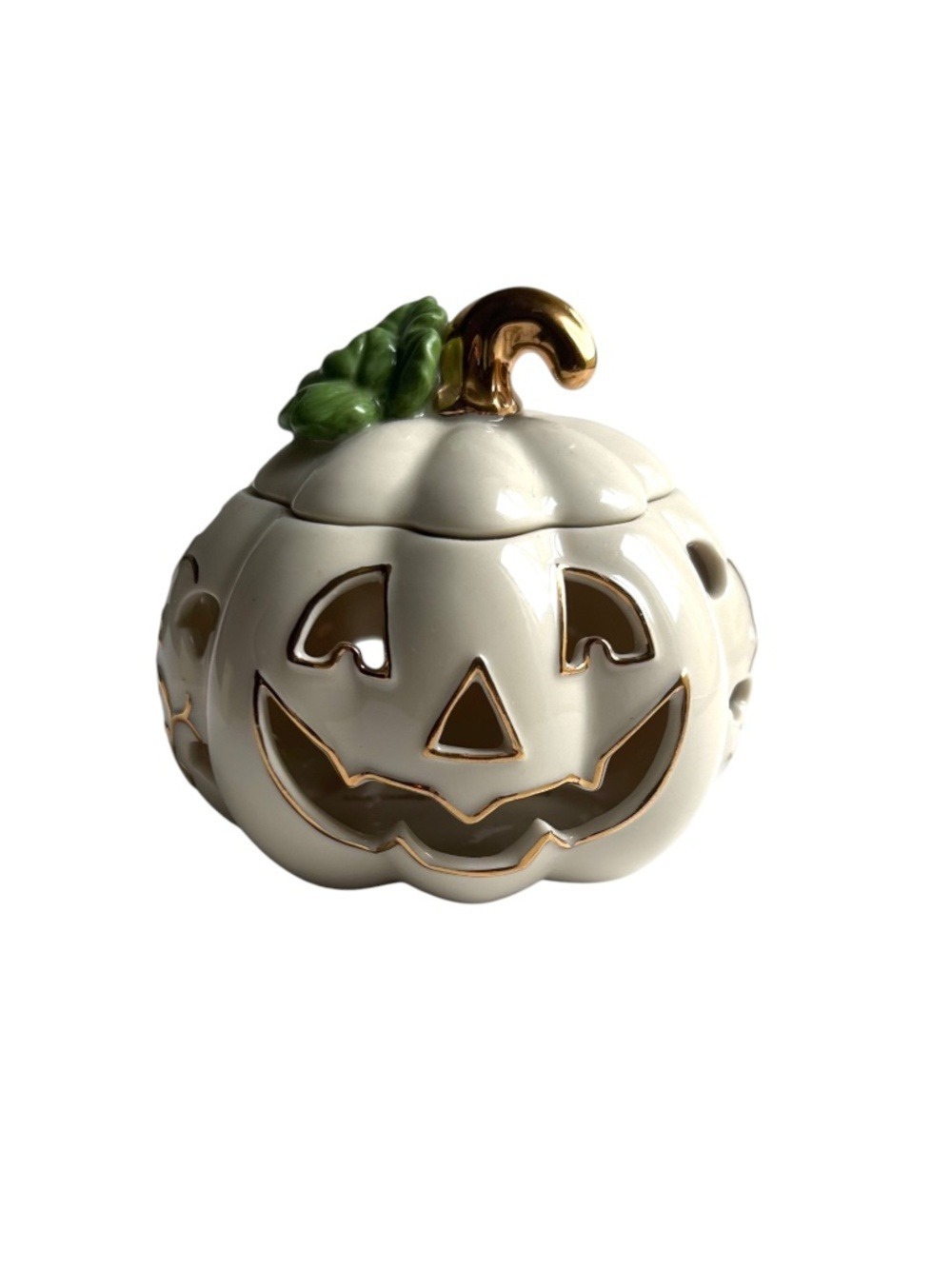 NWOT Lenox Pumpkin Halloween Jack-o-Lantern Tea Light Candle Holder